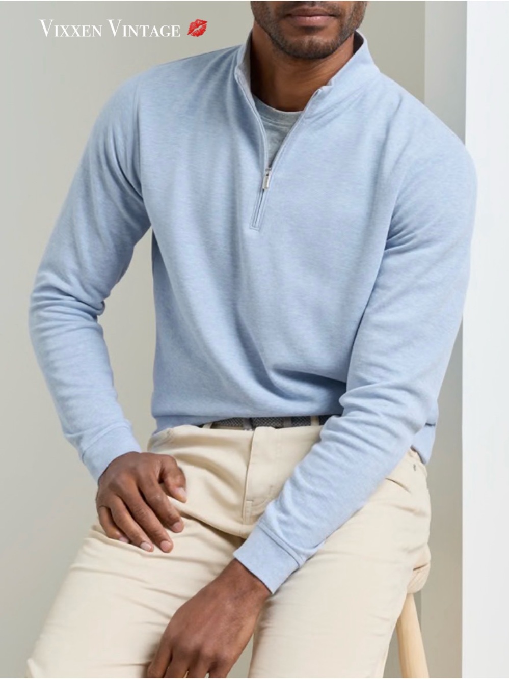 PETER MILLAR ‘CROWN COMFORT QUARTER-ZIP PULLOVER’ IN COTTAGE BLUE